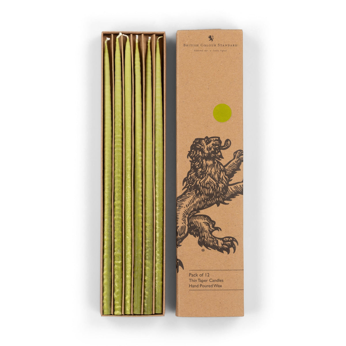 Thin Taper Candles - Olive Green