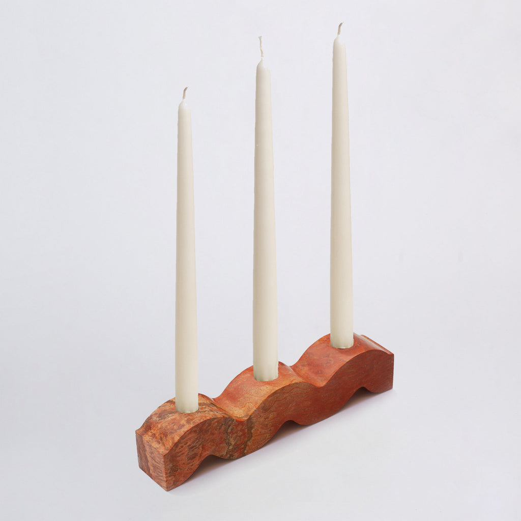 Wavy Gemstone Candelabra - Jasper