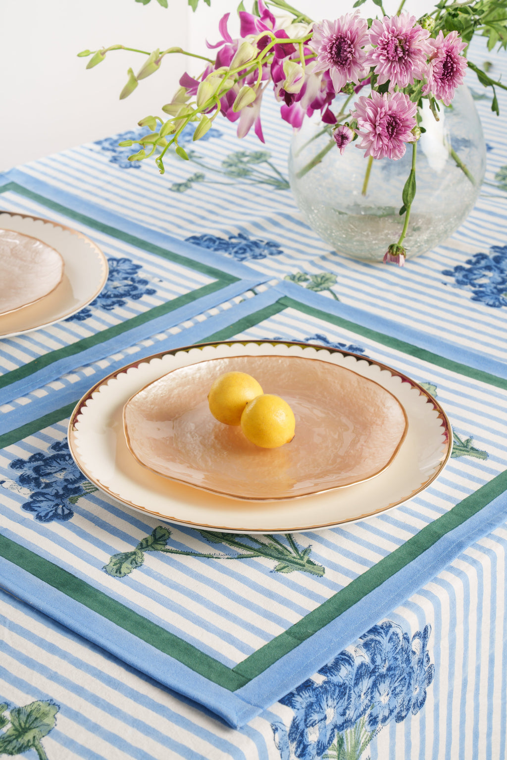Blue Hydrangea Blockprint Placemat