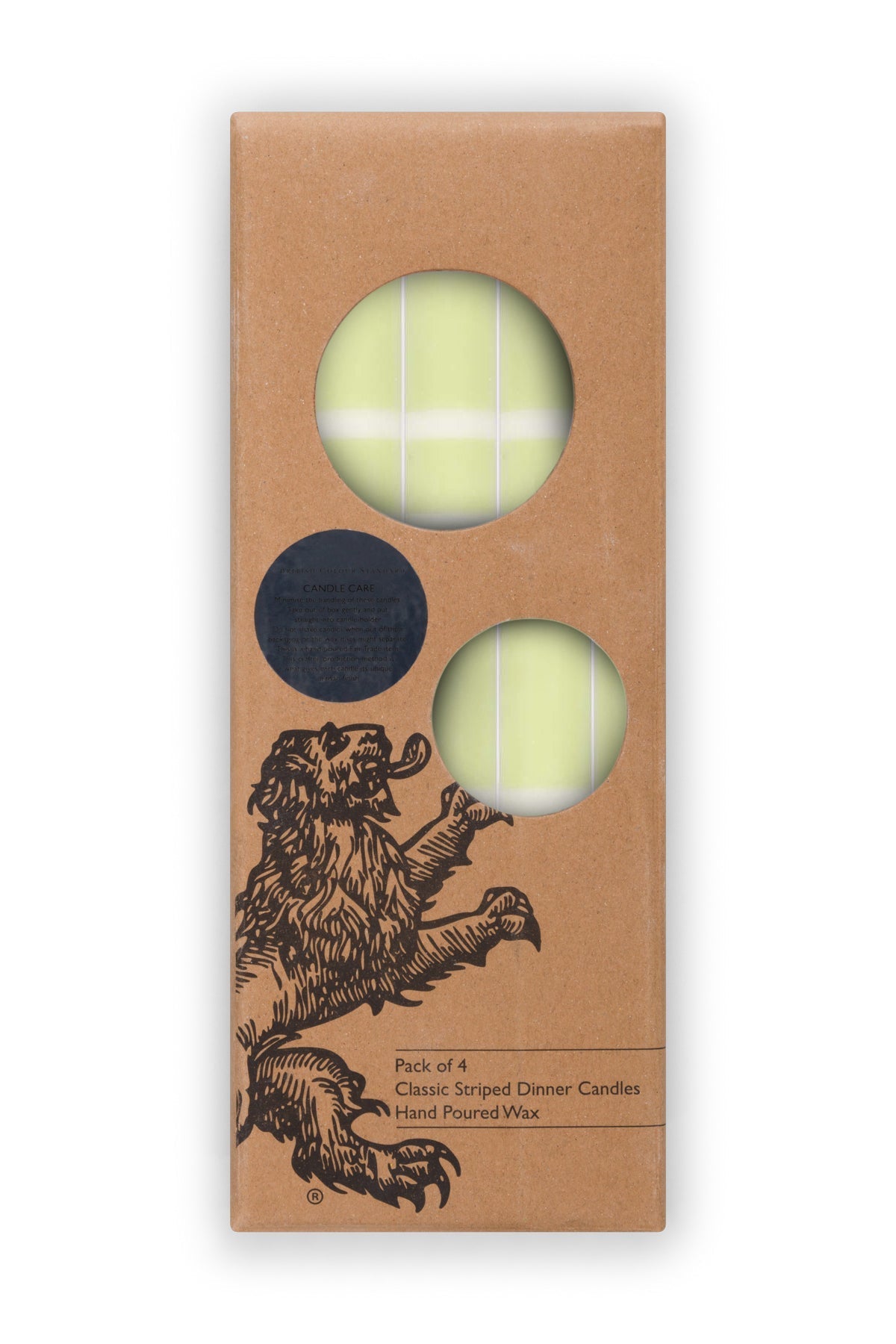 Striped Dinner Candles in Eau De Nil and Pearl