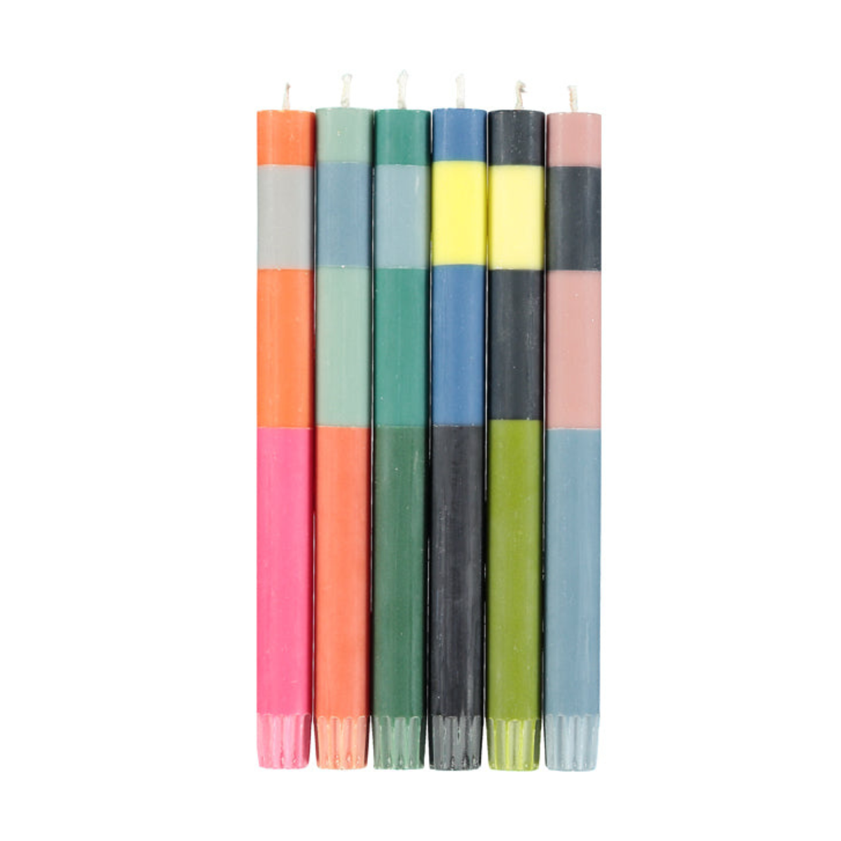 S/6 STRIPED ABSTRACT Pack of all 3 Stripes Dinner Candles