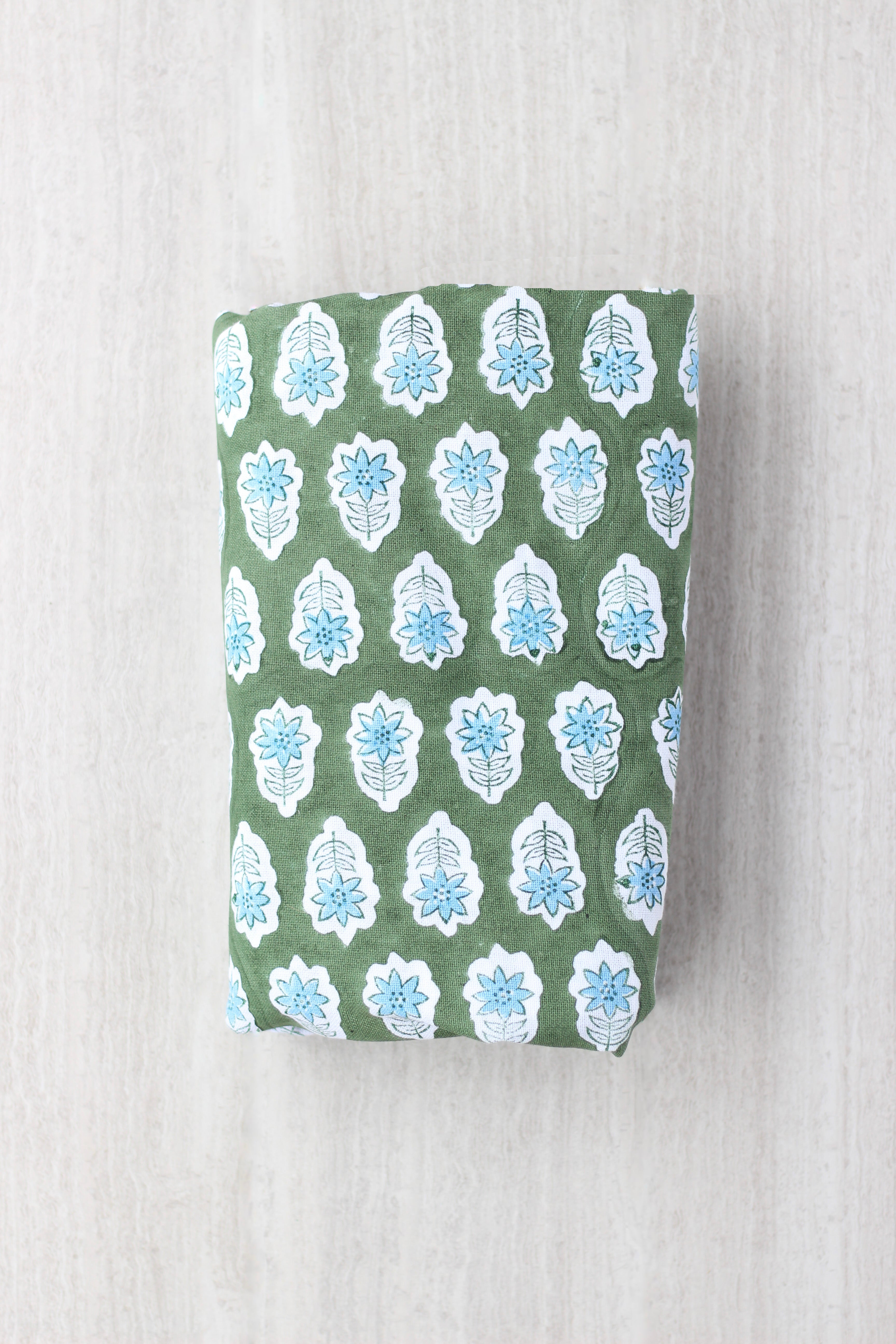Poinsettia Tablecloth | Sage & Uniform Blue The Mended Company