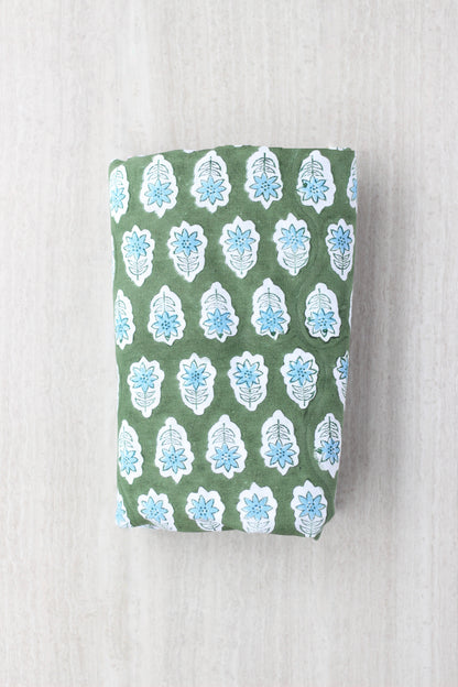 Poinsettia Tablecloth | Sage & Uniform Blue The Mended Company