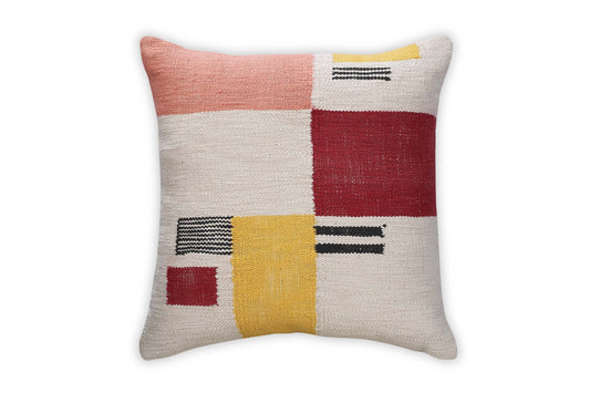 Rekha Handwoven Geometric Pillow | Pink & Wine Cushion Casa Amarosa