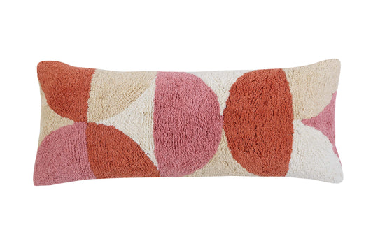 Rangoli Tufted Lumbar Pillow, Wine & Pink - 12x30 Inch Cushion Casa Amarosa