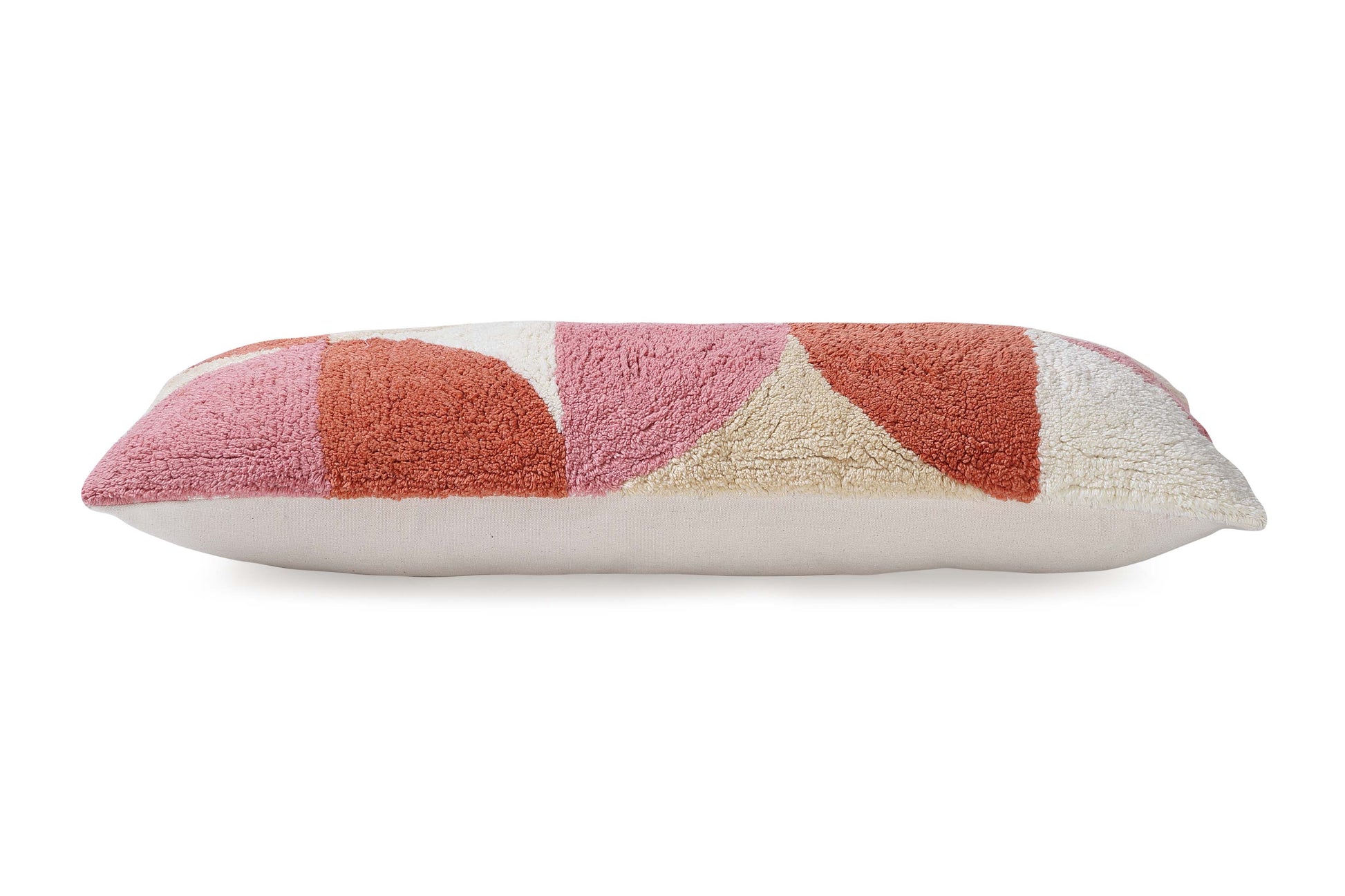 Rangoli Tufted Lumbar Pillow, Wine & Pink - 12x30 Inch Cushion Casa Amarosa