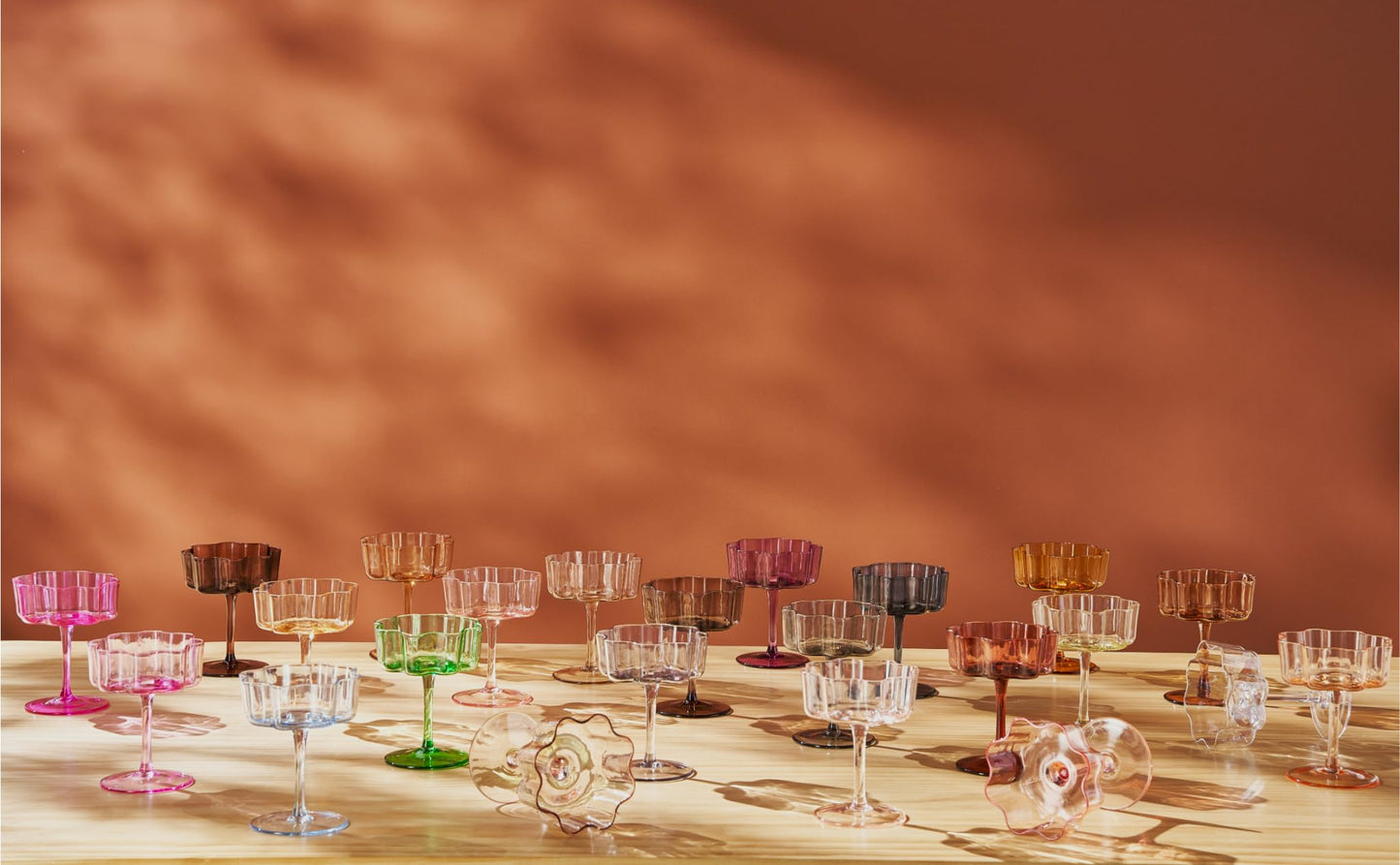 Flower Wave Coupe Cocktail Glasses | Set of 6| Venus Brown