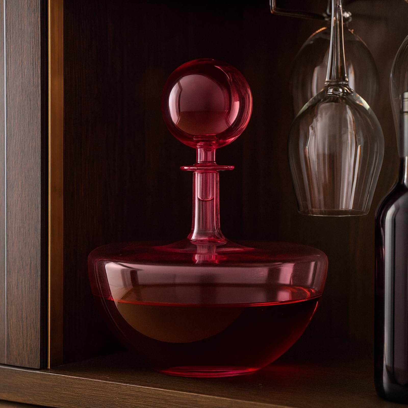 Blush Pink Low Arc Glass Decanter