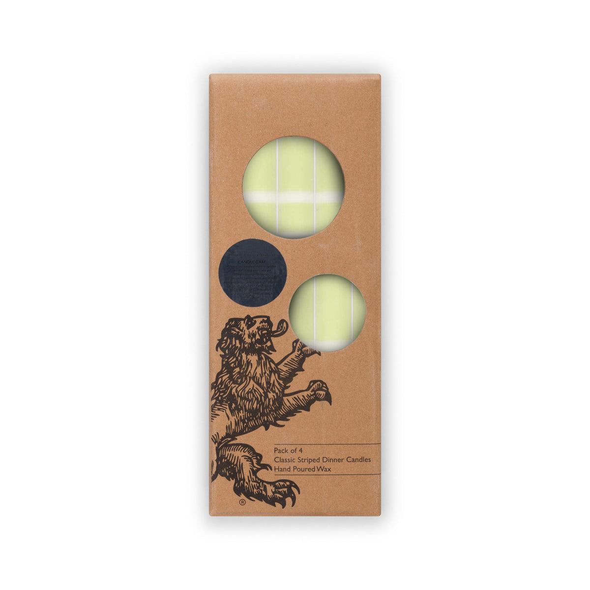 Striped Dinner Candles in Eau De Nil and Pearl