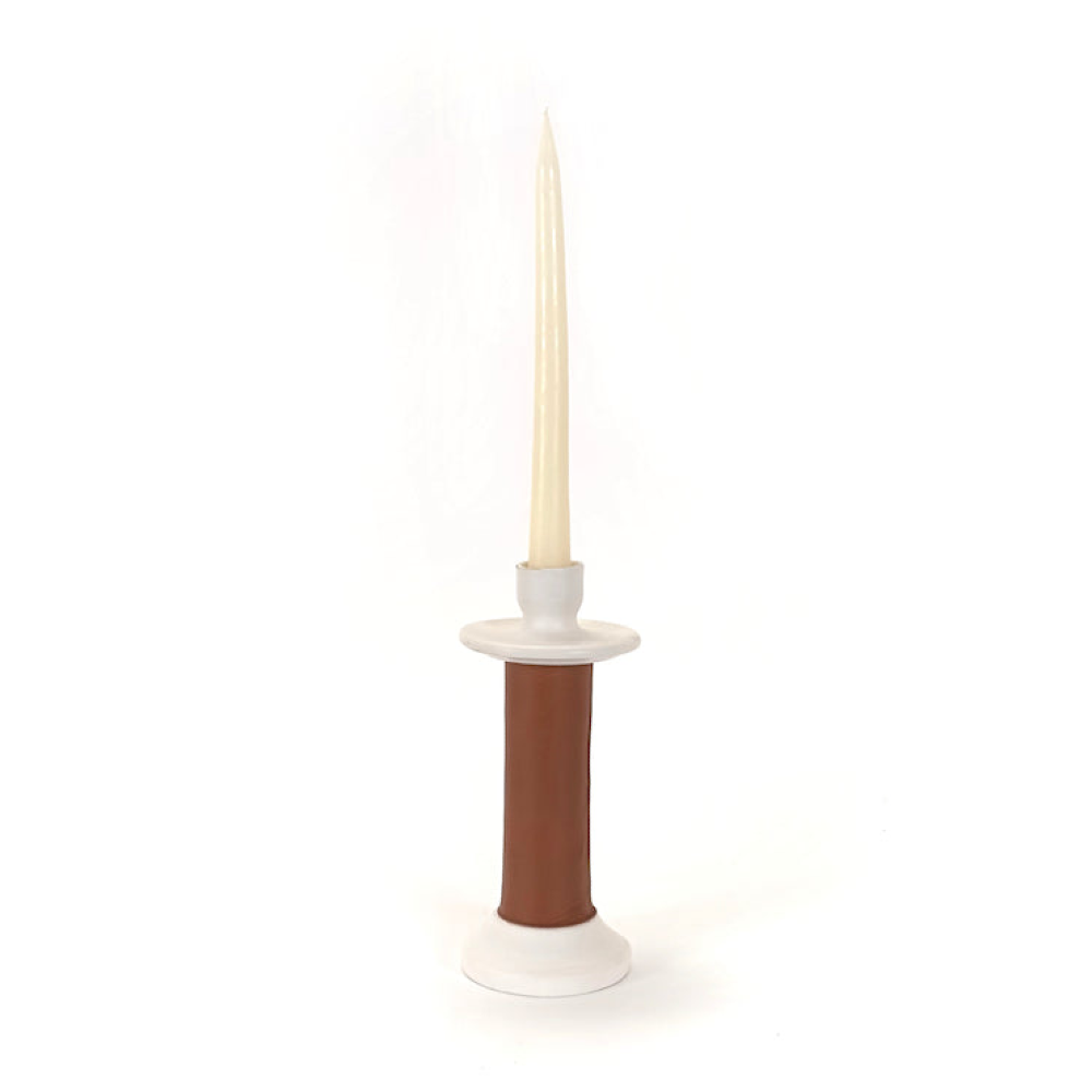Leather-Wrapped Candle Holder