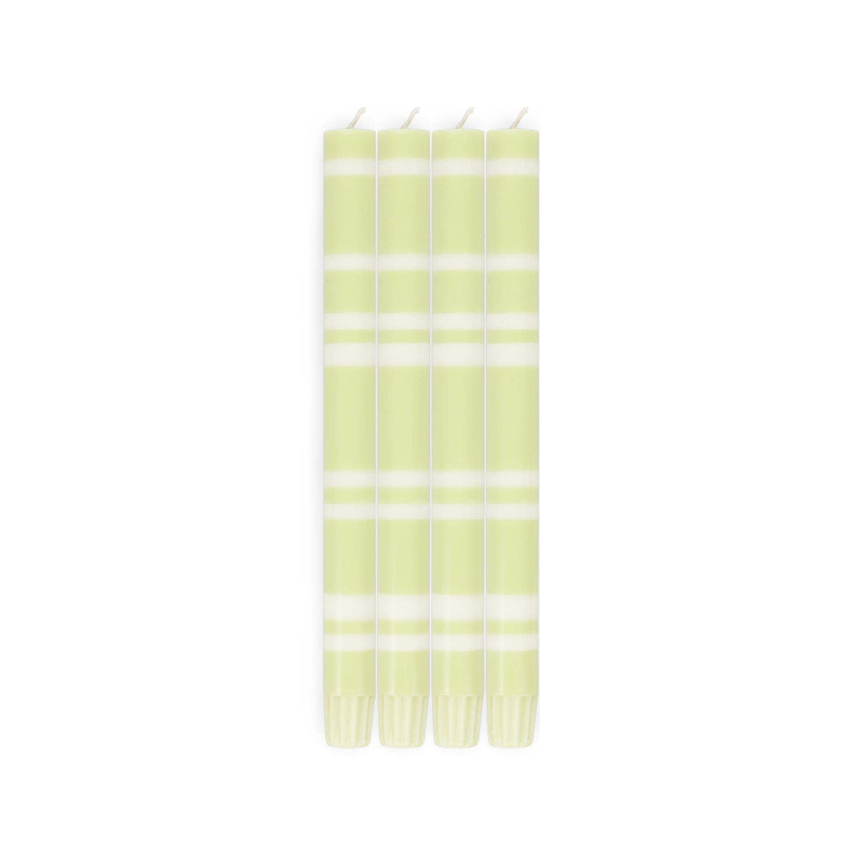 Striped Dinner Candles in Eau De Nil and Pearl