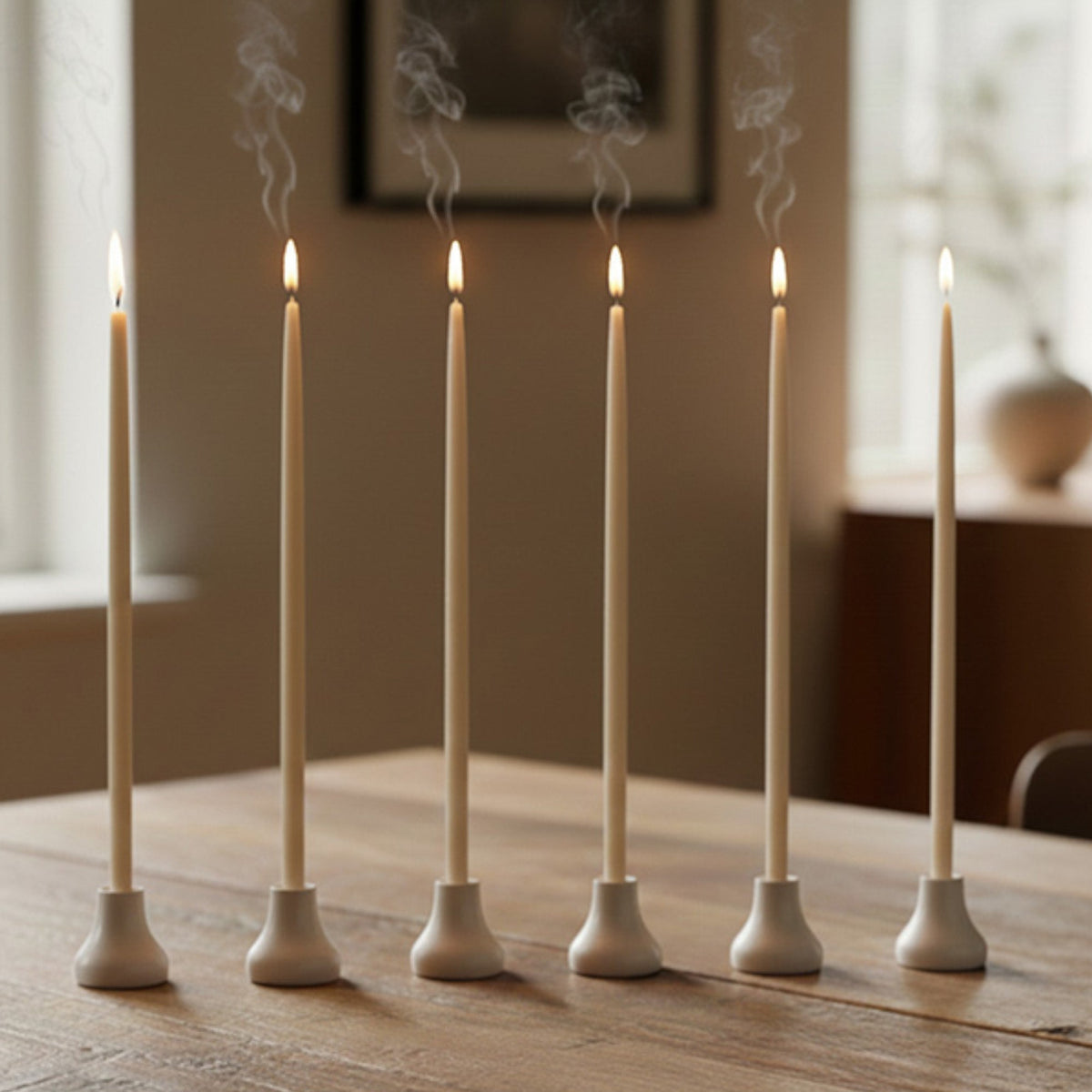 Thin Taper Candles - Pearl White