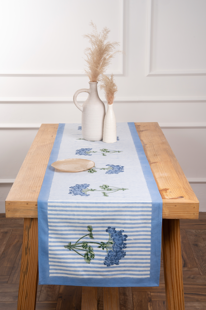 Blue Hydrangea Table Runner
