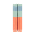 S/4 ABSTRACT Striped Opaline, Pompadour & Rust Dinner Candles