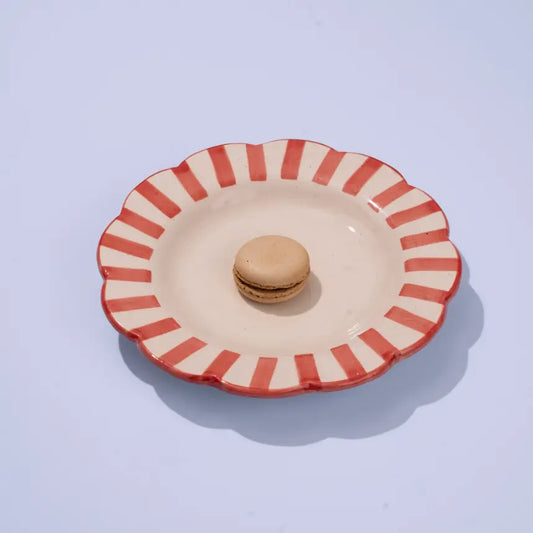 Ceramic Stripe Dinner Plate | Red Plate Casa Amarosa