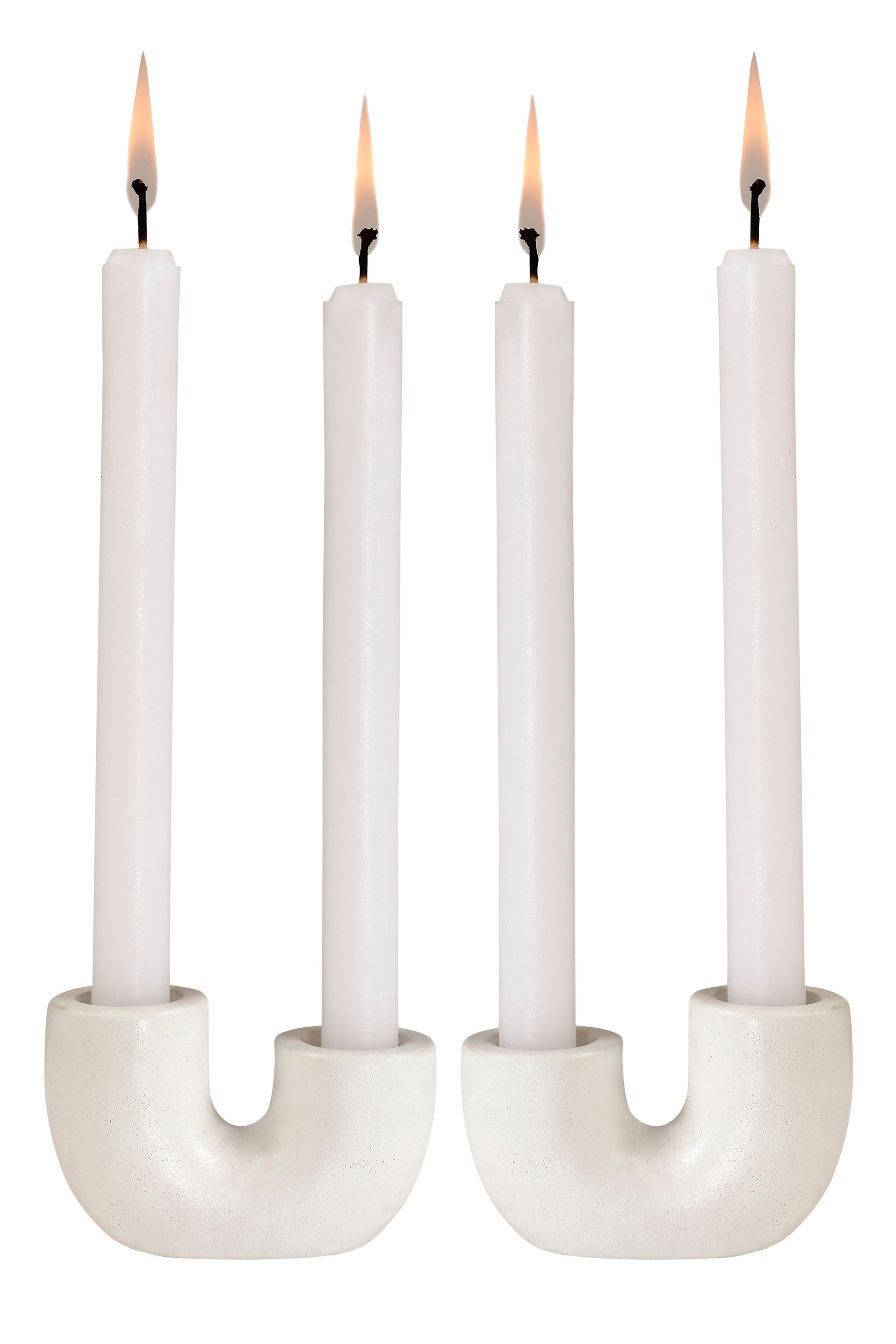 Nordic U-Shaped Concrete Candle Holder | Set of 2 | Ivory Candle Holders Casa Amarosa