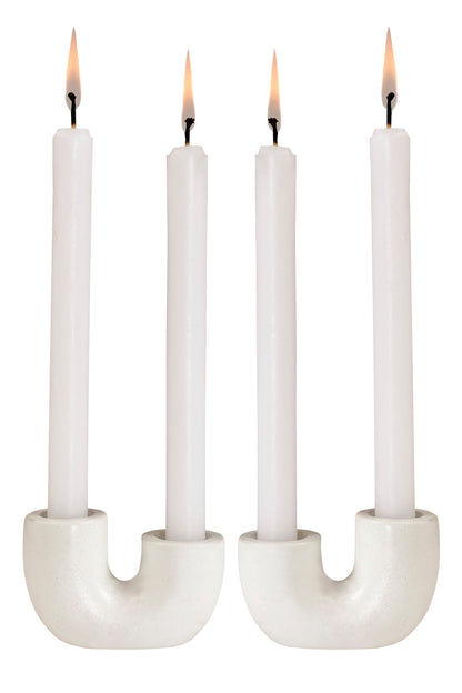 Nordic U-Shaped Concrete Candle Holder | Set of 2 | Ivory Candle Holders Casa Amarosa