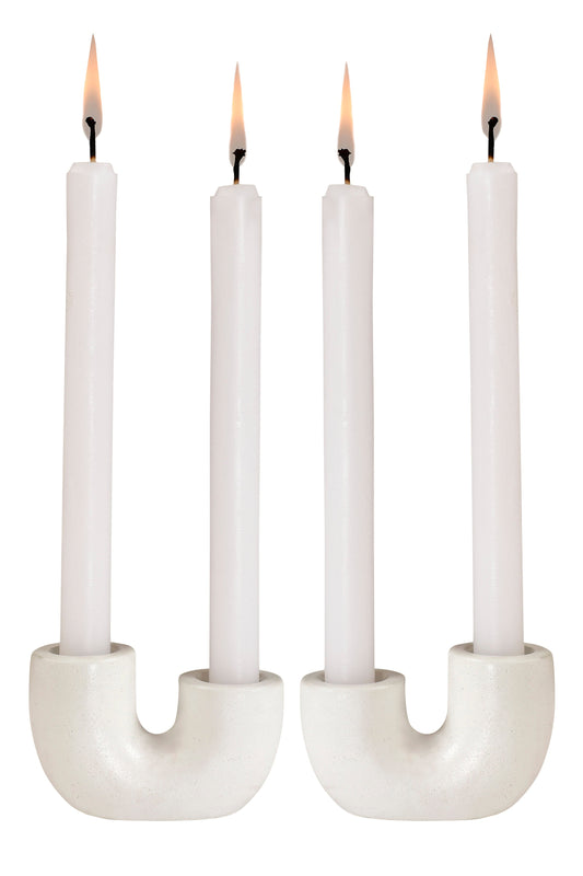 Nordic U-Shaped Concrete Candle Holder | Set of 2 | Ivory Candle Holders Casa Amarosa