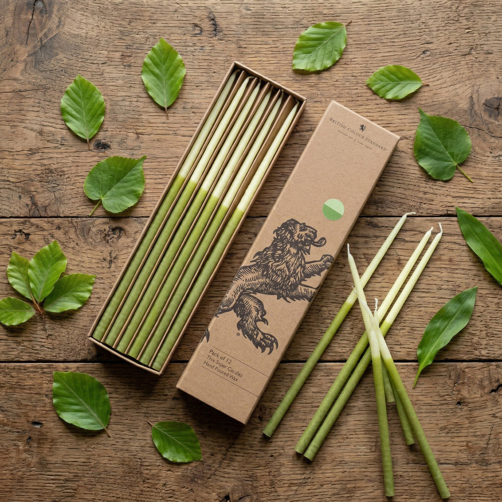 Thin Taper Candles - Two-Tone in Pistachio and Eau De Nil