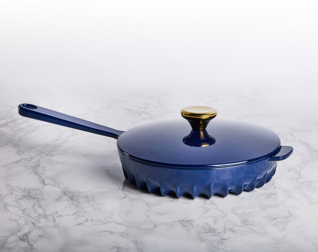 Enameled Cast Iron Frying Pan with Lid