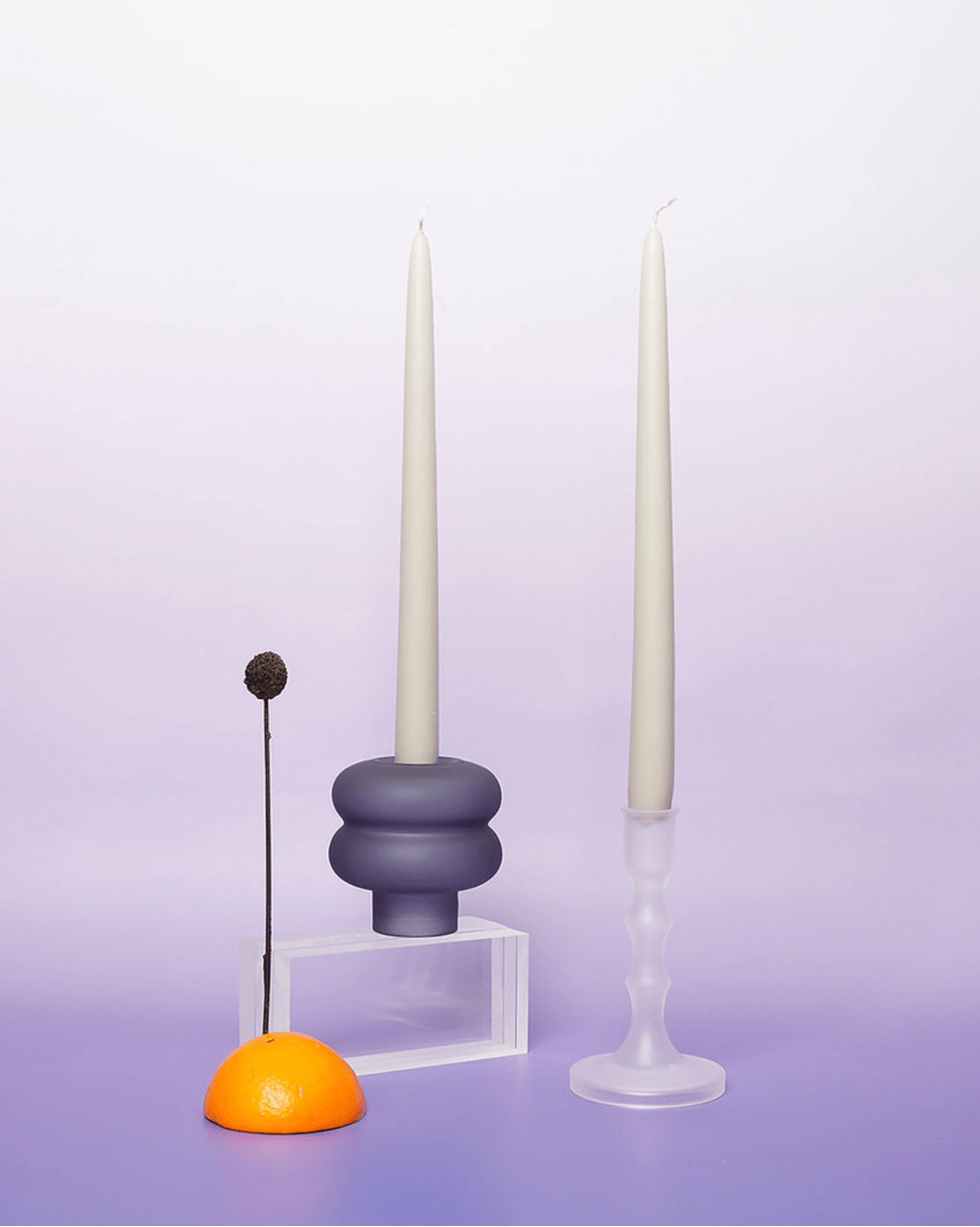 Couples Handmade Glass Candleholders