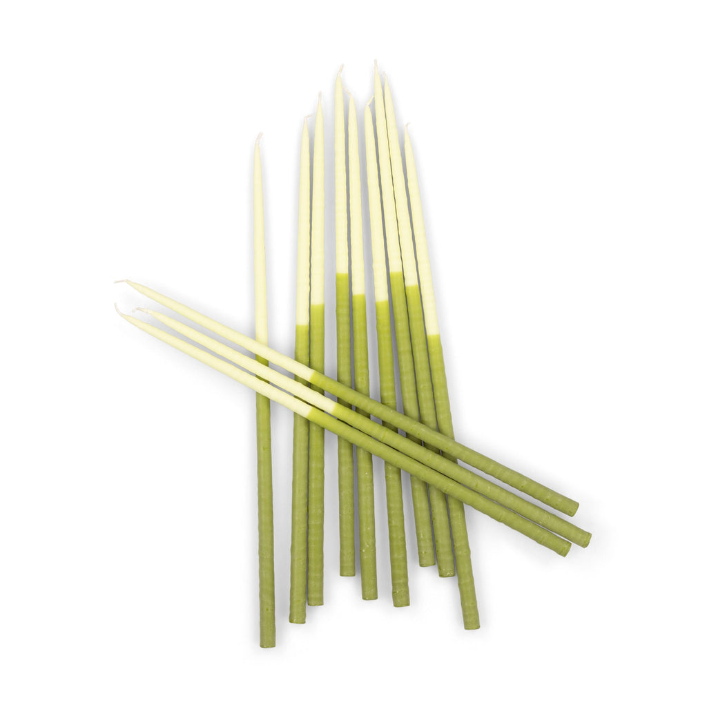 Thin Taper Candles - Two-Tone in Pistachio and Eau De Nil