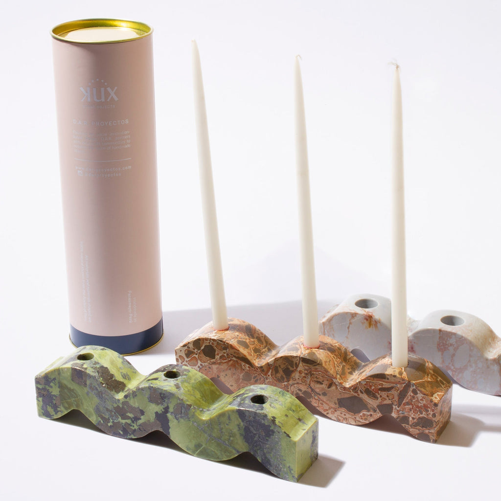 Wavy Gemstone Candelabra - Jasper