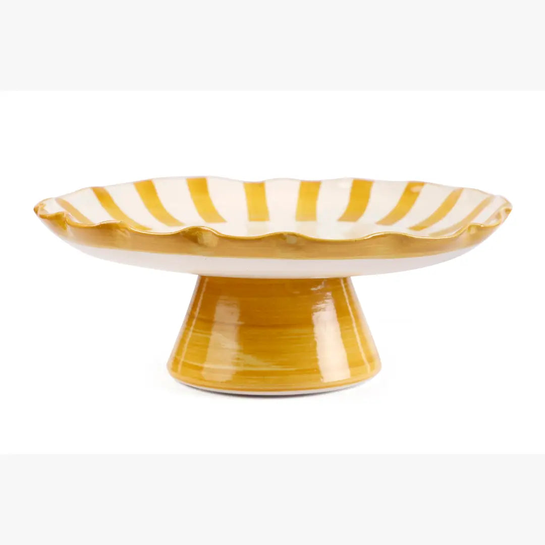 Ceramic Stripe Cake Stand | Yellow Cake stand Casa Amarosa