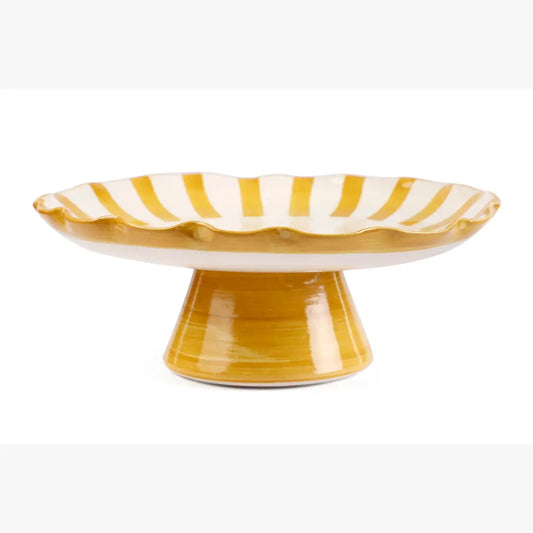 Ceramic Stripe Cake Stand | Yellow Cake stand Casa Amarosa