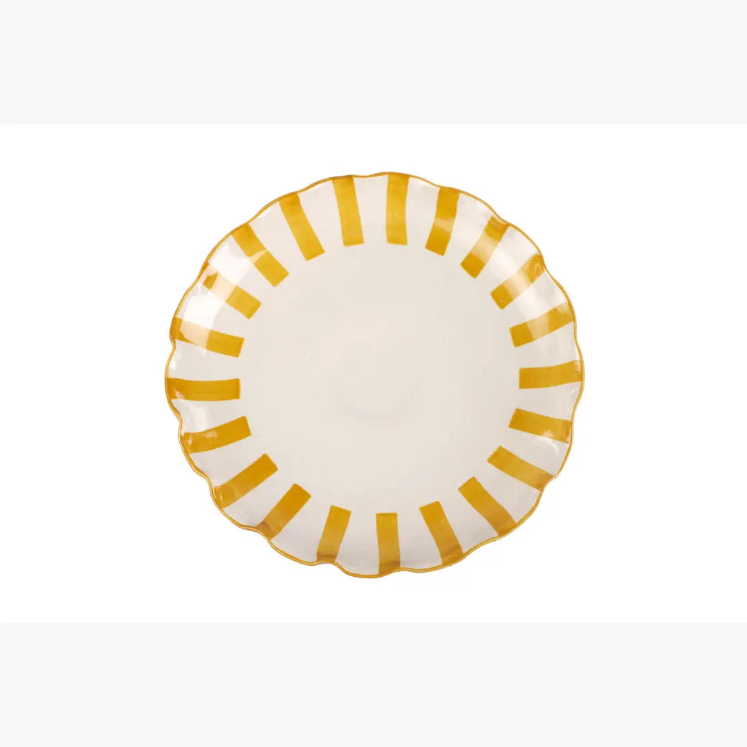 Ceramic Stripe Cake Stand | Yellow Cake stand Casa Amarosa