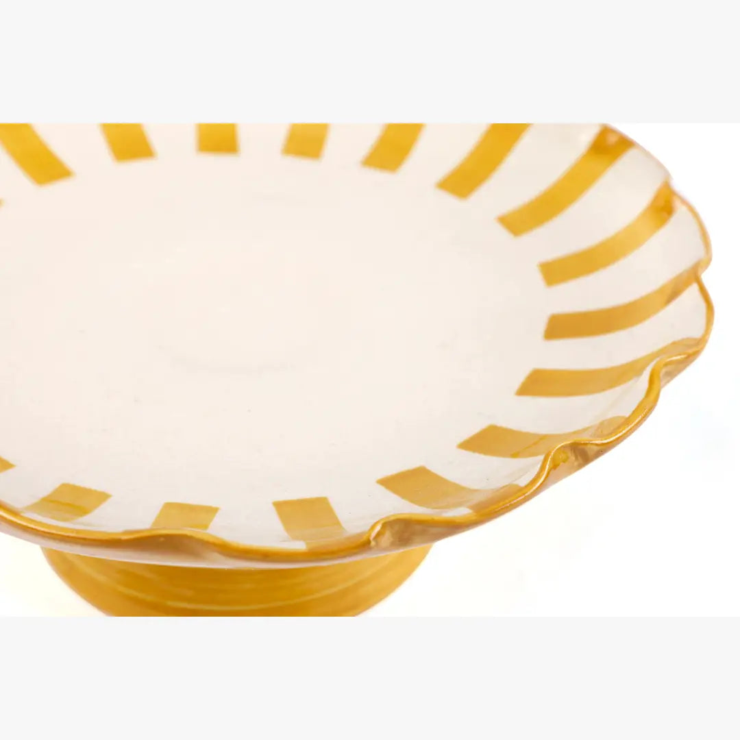 Ceramic Stripe Cake Stand | Yellow Cake stand Casa Amarosa