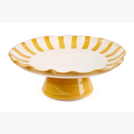 Ceramic Stripe Cake Stand | Yellow Cake stand Casa Amarosa