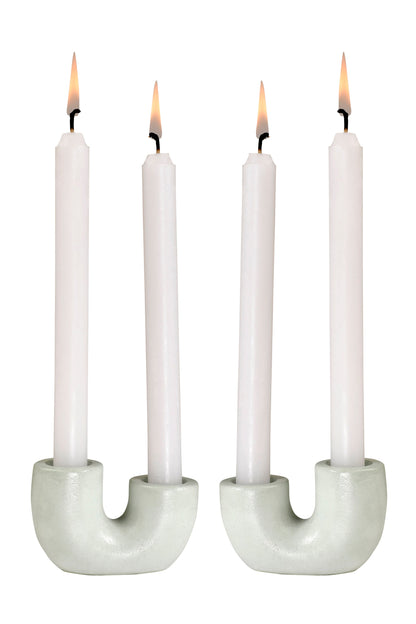 Nordic Style U-Shaped Concrete Candle Holder | Light Green Candle Holders Casa Amarosa