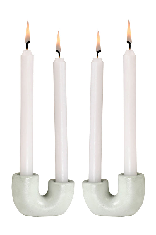 Nordic Style U-Shaped Concrete Candle Holder | Light Green Candle Holders Casa Amarosa