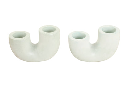 Nordic Style U-Shaped Concrete Candle Holder | Light Green Candle Holders Casa Amarosa