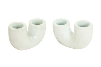 Nordic Style U-Shaped Concrete Candle Holder | Light Green Candle Holders Casa Amarosa