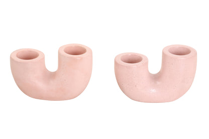Nordic Style U-Shaped Concrete Candle Holder | Pink Candle Holders Casa Amarosa
