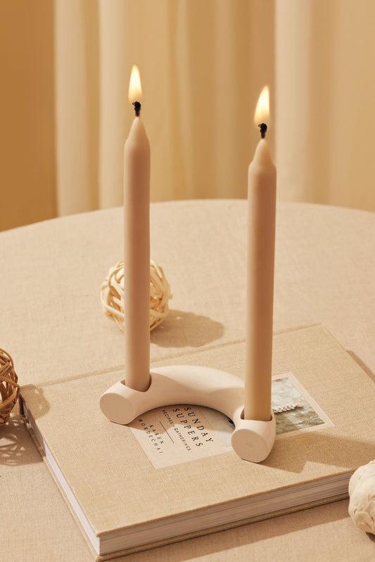 Nordic Style "C" Shaped Concrete Candle Holder | Ivory Candle Holders Casa Amarosa