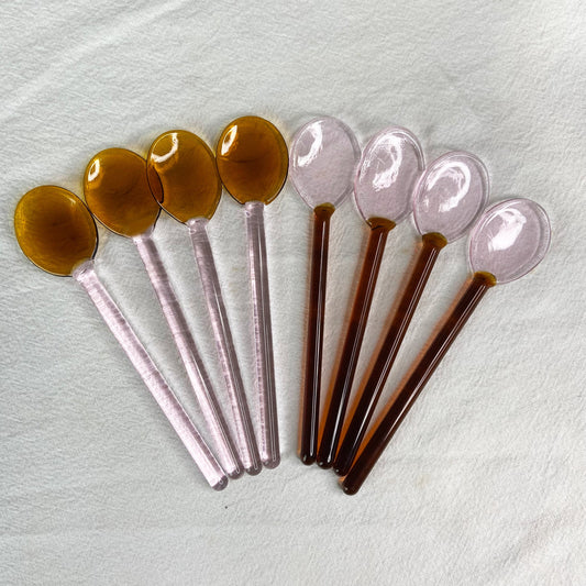 Glass Spoons Set | Pink & Amber spoon Casa Amarosa