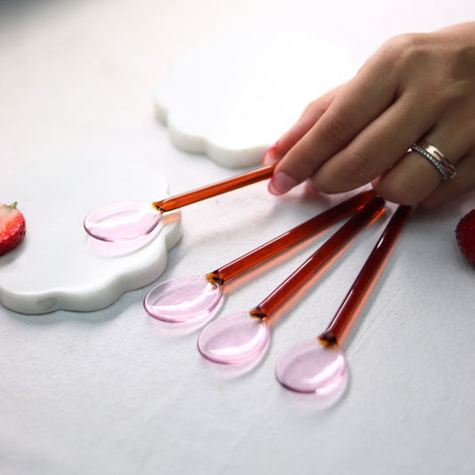 Glass Spoons Set | Pink & Amber spoon Casa Amarosa