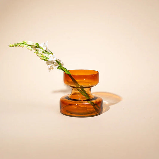 Slate Brown Handblown Glass Vase | Short vase Casa Amarosa