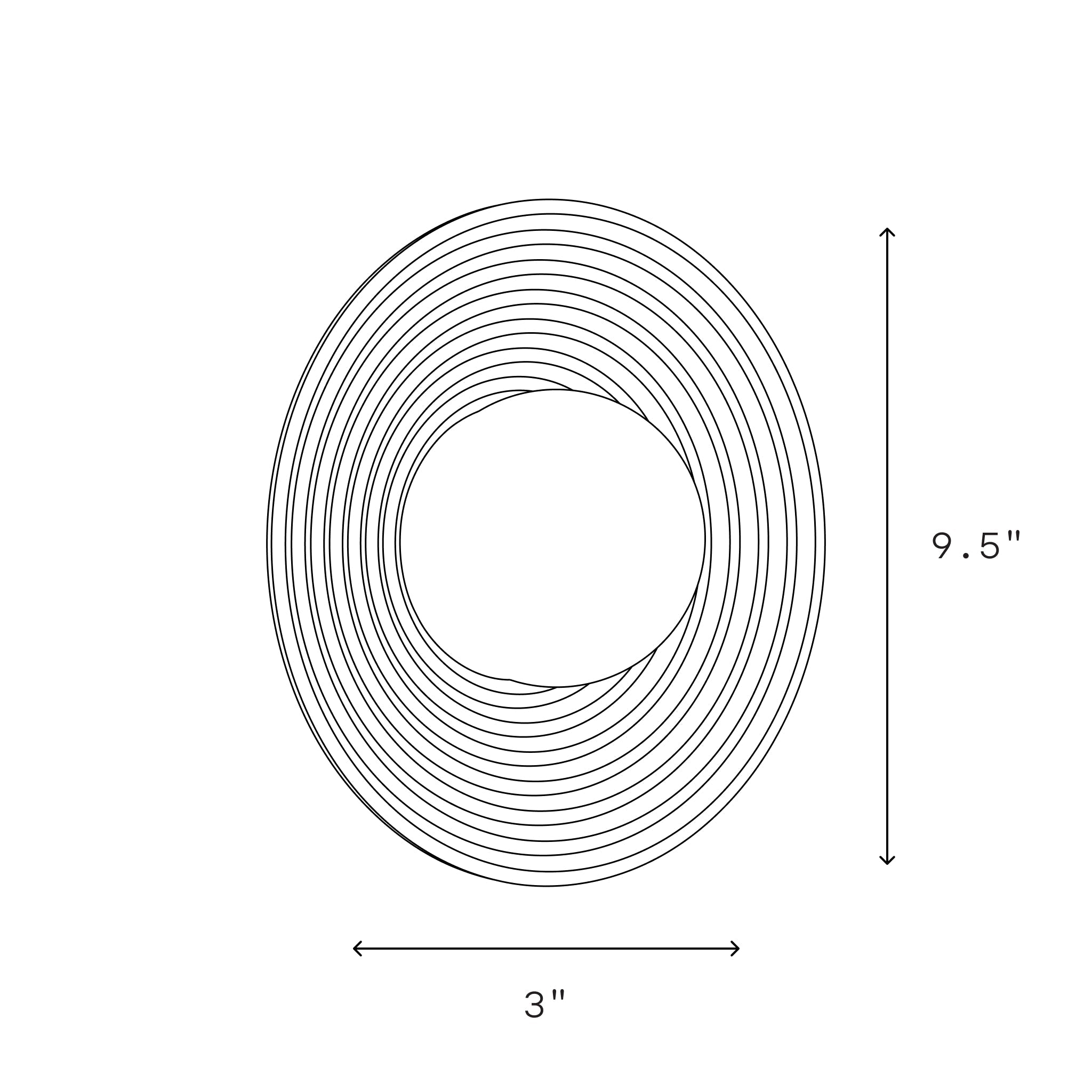Echo Sconce dimensions illustration showing artisan handcrafted concentric circle design for decor.
