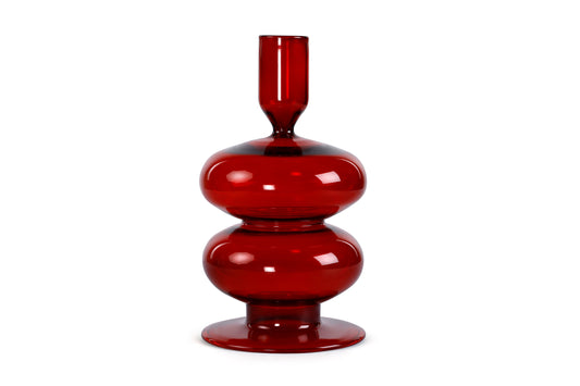 Retro Wavy Glass Candle Holder Set of 4 | Red Candle Holders Casa Amarosa