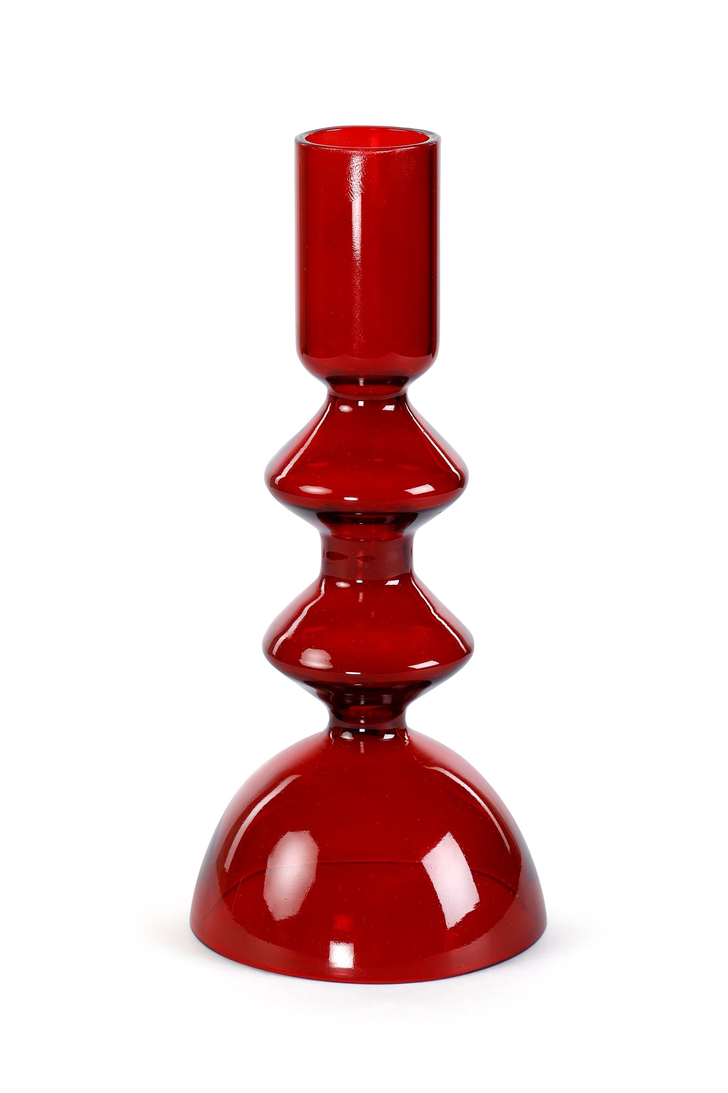 Retro Glass Candle Stick Holder | Set of 4 | Red Candle Holders Casa Amarosa