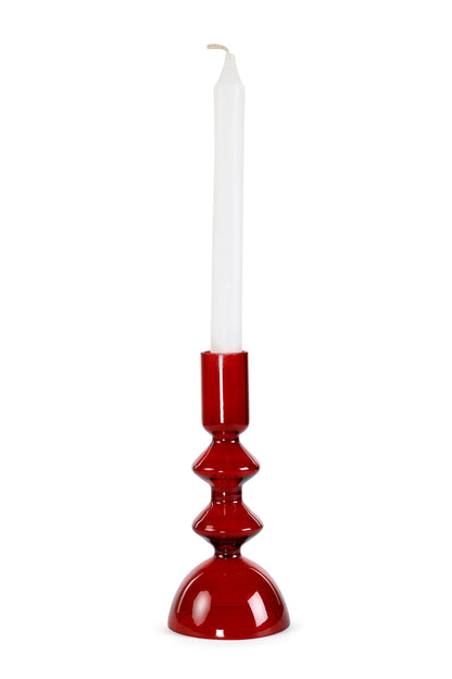 Retro Glass Candle Stick Holder | Set of 4 | Red Candle Holders Casa Amarosa