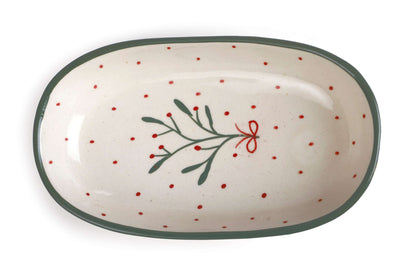 Handmade Ceramic Serving Bowl - Mist , 1.5 x 8 x 4 Inches - Set of 4 with floral design, perfect artisan decor.