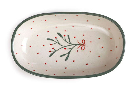 Handmade Ceramic Serving Bowl - Mist , 1.5 x 8 x 4 Inches - Set of 4 with floral design, perfect artisan decor.