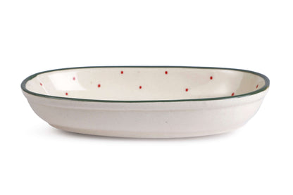 Handmade Ceramic Serving Bowl - Mist , 1.5 x 8 x 4 Inches - Set of 4, handcrafted decor with a charming flower motif.