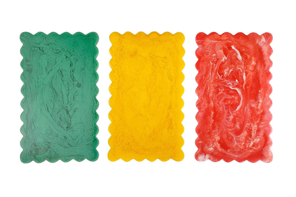 Scallop Rectangular Resin Cheese Board | Mustard cheese board Casa Amarosa