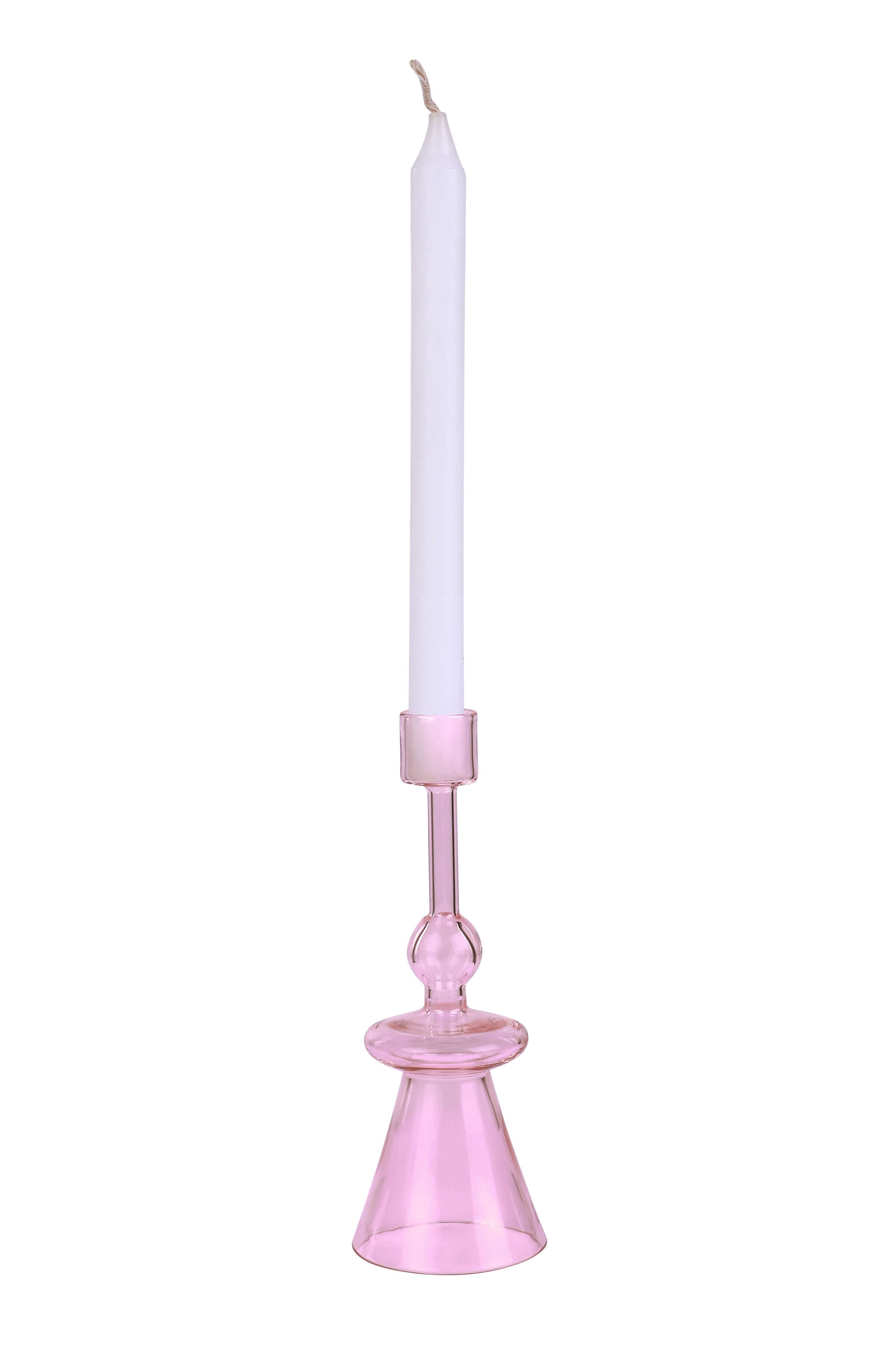 Glass Candle Holder | Set of 4 | Pink Candle Holders Casa Amarosa